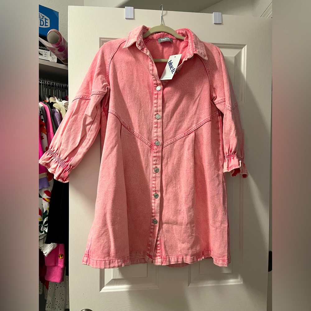 Jean Dress with ruffle sleeves